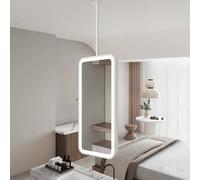 FGXHHS LED Bathroom Mirror For Over Sink，Rectangle Ceiling Hanging Mirrors White Metal Framed Vanity Makeup Mirror，Large Wall for Living Room Bedrooms(50cmx70cm)