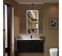 FGXHHS LED Bathroom Mirror with Lights，Black Rectangular Wall Metal Framed Vanity Mirrors，Space-Saving Design Ceiling Hanging for Living Room，Hallway，Bedroom(40cmx60cm)