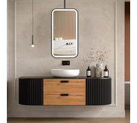 FGXHHS LED for Wall｜Black Metal Framed Rectangle Wall Mounted Vanity Mirrors with Hanging Rod｜Modern Home Decor HD Mirrors｜3 Colors Dimmable Light(50cmx70cm)