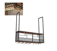 FGXHHS LED Lighted Wall Mounted Wine Bottle and Glass Rack for Home Bar Display Floating Liquor Shelf with Whiskey Kitchen Cabinet Dining Room Modern Shelves Storage