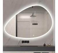 FGXHHS LED Teardrop Frameless Wall Mounted Vanity Mirror, HD Glass Decorative with 3 Color Lighting & Infinite Dimming, for Living Room Home Decor, 70x90cm/27.6x35.4in