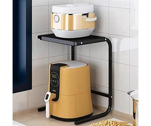 FGXHHS Microwave Rack, Kitchen Countertop Rack Toast Space Saving Manager Storage Simple Floor (Color : Black, Size 33x30x47CM)