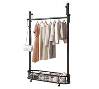 FGXHHS Modern Industrial Coat Rack with Hooks and Storage Basket, Mobile Entryway Hall Tree for Bedroom Clothes Organization