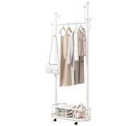 FGXHHS Modern Industrial Coat Rack with Hooks and Storage Basket, Mobile Entryway Hall Tree for Bedroom Clothes Organization