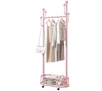 FGXHHS Modern Industrial Coat Rack with Hooks and Storage Basket, Mobile Entryway Hall Tree for Bedroom Clothes Organization