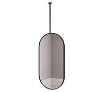 FGXHHS Modern Oval Mirror for Ceiling Hanging Decor Mirrors Black Metal Frame Floating Glass Mirror, Bathroom Vanity Mirror(60cmx90cm)