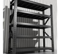 FGXHHS Multi-layer warehouse,heavy-duty metal racks for storage rooms,Large-capacity racks,and supermarket applications.Easy installation(Main black,200 * 40 200cm/78.7 15.7 78.7in)
