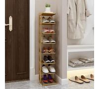 FGXHHS Narrow Shoe Rack 5/6/7/8/9/10 Tiers, Free Standing Vertical Shoes Racks for Small Spaces and Corner, Storage Organizer Entryway And Boots,Gold,7 Tier
