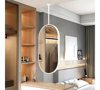 FGXHHS Oval Decorative Mirror Ceiling Hanging Mirror, White Metal Framed Wall Mounted Vanity for Bathroom Living Room Entryway Cloakroom - Boom can be Custaomizable(40cmx60cm)