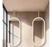 FGXHHS Oval LED Lighted Vanity Mirror Ceil - Mount Make-up with Gold Metal Frame s Customisable Ceiling Rod 1 PC(50cmx100cm)