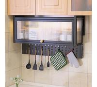 FGXHHS Punch-free kitchen rack multifunctional wall-mounted microwave anti-tip storage under the spice pot cabinet，Kitchen cabinet,Wall cabinet cabinet,Applicable to living room,bedroom,