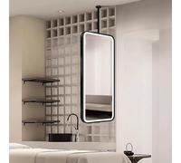 FGXHHS Rectangle LED ，Metal Framed Illuminated Light Up Mirror Wall Mounted Vanity Mirrors with 3 Colors Dimmable，Modern Home Decor HD for or Hotel(50cmx60cm)