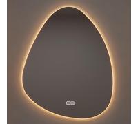 FGXHHS Smart LED Asymmetrical Teardrop Irregular Decorative Vanity Mirror with Anti-Fog & 3 Colour Lighting Modes, 70x90cm Wall Mounted for Makeup Home Decor