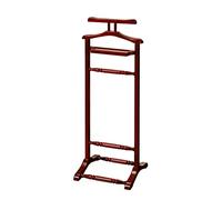 FGXHHS Solid Wood Floor Valet Stand with Coat Hanger & Trouser Rack for Men Women - Wine Red, 43x40x115cm, Perfect Suits Outfits Stylish Functional Storage Solution