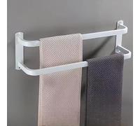 FGXHHS Towel Double Bar ，Double Rod Rack， Self-adhesive Rack Layer Heavy Duty Storage Bathroom Rack，Wall Mounted Rack，for Kitchen Shower(White 1,60cm)