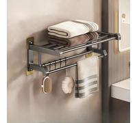 FGXHHS Towel rack ，Wall Mounted Rack，Self-adhesive towel ，wall mounted double-layer rack， with hook bathroom ，suitable for kitchen toilet hotel office(60cm)