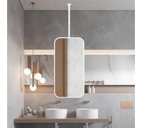 FGXHHS Vanity Wall Mirrors - Modern Ceiling Mounted Mirror Hanging Rod with Metal Framed, Simple Decorative for Bathroom Living Room White Rectangle(40cmx70cm)