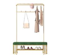 FGXHHS Velvet Shoe Rack Bench, Hallway Storage Bench Organizer with Coat Racks, for Entryway Bedroom Living Room(Green,80 x 37 180 cm)