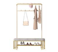 FGXHHS Velvet Shoe Rack Bench, Hallway Storage Bench Organizer with Coat Racks, for Entryway Bedroom Living Room(grey,100 x 37 180 cm)