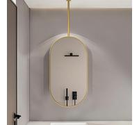 FGXHHS Wall Mounted Mirror for Entryway Bathroom, Gold Oval Creative Decorative Dressing Table at Home or Hotel, Hanging Pole on the Ceiling - Boom can be Customizable(40cmx70cm)