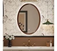 FGXHHS Wall Mounted Vanity Mirror with Dimmable Touch Switch, Baroque Vintage Oval Design for Home Decor