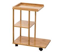 FGXHHS Wooden 3 Tier Rolling Tea Cart with 360° Swivel Wheels Kitchen Storage Rack and Dining (Wood Color)