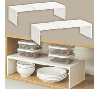 FGXY 2pcs Kitchen Cupboard Shelf Organizer, Storage Rack, Plastic Storage Rack, for Cupboard Organiser, Self Assembling Kitchen Storage Rack, Suitable for Kitchens, Bathrooms and Wardrobes