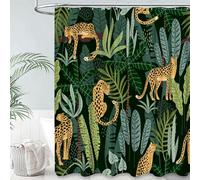 FGYGYK Leopard Palm Leaves Shower Curtain Tropical Jungle Wild Animal Cheetah Tiger Big Cat Boho Aesthetic Minimalist Modern Art Polyester Curtains Bathroom Decor with Hooks 70" Wx70 H