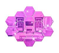FGYZYP 12Pcs Mirror Wall Stickers Hexagon Acrylic Decal, 3D Removable Acrylic Honeycomb DIY Mirror Stickers, Non Glass Wall Sheet Plastic Tiles for Home Background Living Room Bedroom Art Decor