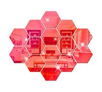FGYZYP 12Pcs Mirror Wall Stickers Hexagon Acrylic Decal, 3D Removable Acrylic Honeycomb DIY Mirror Stickers, Non Glass Wall Sheet Plastic Tiles for Home Background Living Room Bedroom Art Decor