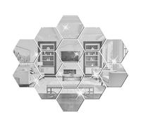 FGYZYP 12Pcs Mirror Wall Stickers Hexagon Acrylic Decal, 3D Removable Acrylic Honeycomb DIY Mirror Stickers, Non Glass Wall Sheet Plastic Tiles for Home Background Living Room Bedroom Art Decor