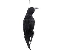 FGYZYP 2 PCS Simulation Halloween Hanging Dead Black Crow, Realistic Halloween Foam Props Feathered Crow Birds Decoy Animal Model for Halloween Party Home Decoration Scare Crow Away(12.6in x 3.9in)