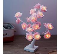 FGYZYP 24 Led Rose Flower Tree Lamp, Adjustable Rose Table Lamp USB/Battery Powered, Rose Desk Night Light for Girl Women Teen Gift Home Party Festival Wedding Bedroom Valentines Day Xmas Decor