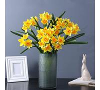 FGYZYP 2Pcs Artificial Daffodils Flowers Branches, 23inch Simulation Silk Blossom Bouquet, Spring Faux Greenery Shrubs Long Stem Flower Arrangement for Home Party Wedding Indoor Outdoor Decoration