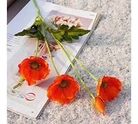 FGYZYP 4Pcs Artificial Realistic Poppy Flower Branch, 22.8in Elegant Faux Silk Plant Stems Bouquet with 4 Heads, Floral Arrangement for Home Table Centerpieces Party Vase Office Decor