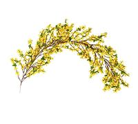FGYZYP Artificial Forsythia Garland for Front Door, Fake Winter Jasmine Floral Wreath with Greenery Leaves & Grapevine, Flower Arrangement for Wedding Party Home Wall Office Indoor Outdoor Decor