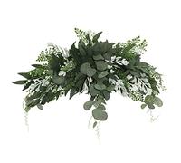 FGYZYP Artificial Green Eucalyptus Swag, 23inch Fake Silk Greenery Leaves Arch Backdrop Garland, Spring Summer Floral Wreath for Front Door Wall Window Farmhouse Party Indoor Outdoor Decor