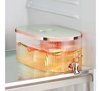 FGYZYP Iced Beverage Dispenser for Fridge, 5.3L Large Capacity Cold Kettle with Gold Faucet in Refrigerator, Clear Plastic Water Pitcher Fruit Drink Container for Kitchen Home Party Bar Wedding