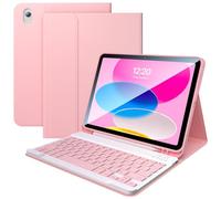 FGZZROU for iPad 10th Generation Case with Keyboard, 10.9 inch 2022 Magnetic Detachable BT Keyboard Silicone Lining Smart Cover with Pen Holder, Easy to Clean iPad 11th(A16,2025) Case (Pink)
