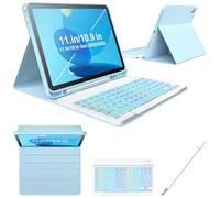 FGZZROU iPad 11th 10th Generation Case with Keyboard 10.9 Inch 2022 Detachable Wireless 7Colors Backlight Keyboard Case with Pencil Holder for and Magnetic Disc Universal Stylus Pen