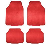 FH Group Automotive Floor Mats - Heavy-Duty Metallic Rubber Floor Mats for Cars, Universal Fit Full Set, Climaproof Floor Mats, Trimmable Floor Mats for Most Sedan, SUV, Truck Floor Mats Red