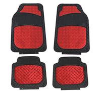 FH Group Automotive Floor Mats - Heavy-Duty Metallic Rubber Floor Mats for Cars, Universal Fit Full Set, Climaproof & Trimmable Floor Mats for Most Sedan, SUV, Truck, Red
