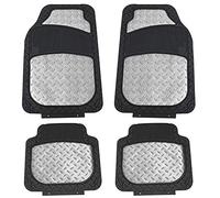 FH Group Automotive Floor Mats - Heavy-Duty Metallic Rubber Floor Mats for Cars, Universal Fit Full Set, Climaproof Floor Mats, Trimmable Floor Mats for Most Sedan, SUV, Truck Floor Mats Silver