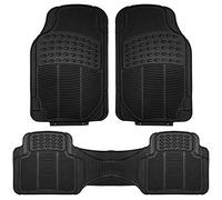 FH Group Automotive Floor Mats Solid Black ClimaProof for all weather protection Universal Fit Trimmable Heavy Duty fits most Cars, SUVs, and Trucks, 3pc Full Set F11306BLACK