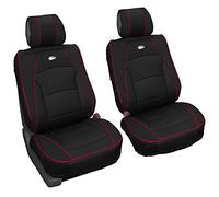 FH Group Automotive Seat Cushions Black Red Trim Universal Fit Ultra Comfort Leatherette Front Set fits most Cars, SUVs, and Trucks, Airbag Compatible PU205BLACKREDTRIM102