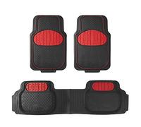 FH Group Car Floor Mats - Heavy-Duty Rubber Floor Mats for Cars, Universal Fit Full Set, Trimmable Automotive Floor Mats, Climaproof Floor Mats for Most Sedan, SUV, Truck Floor Mats Red