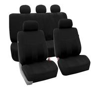FH GROUP Car Seat Cover Full Set Striking Striped Black Car Seat Covers With Front Seat Covers And Rear Split Bench Car Seat Cover Universal Fit Interior Accessories for Cars Trucks and SUVs