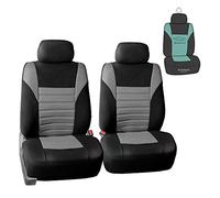 FH Group Car Seat Cover Premium 3D Air Mesh Front Pair Set Car Seat Covers Airbag Compatible, Gray and Black Automotive Seat Cover with Gift Universal Fit Interior Accessories for Cars Trucks and SUVs