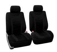 FH GROUP Car Seat Covers Front Set Black Cloth - Seat Covers for Low Back Car Seats with Removable Headrest, Universal Fit, Automotive Seat Cover, Airbag Compatible Car Seat Cover for SUV, Sedan, Van
