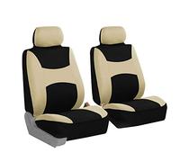 FH GROUP Car Seat Covers Front Set Cloth - Seat Covers for Low Back Car Seats with Removable Headrest, Universal Fit, Automotive Seat Cover, Airbag Compatible Car Seat Cover for SUV, Sedan, Van Beige
